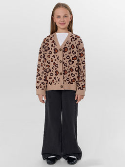 Кардиган для девочек с леопардовым принтом