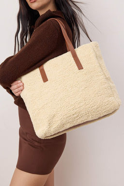 Krem Pelus Maksi Buyuk Tote Kad?n Omuz Cantas? TAKAW26OC00058 - Trendyolmilla фото 2