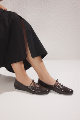 Trendyol Shoes Siyah Ip Bagc?k Detayl? Badem Burun Mary Jane Kad?n Babet TAKSS25BE00040 - Trendyolmilla фото 2