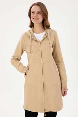 Женская толстовка с капюшоном песочного цвета - U.s. polo assn фото 3