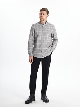 Regular Fit Uzun Kollu Ekose Gabardin Erkek G?mlek