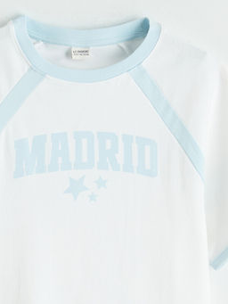 Bisiklet Yaka Madrid Bask?l? K?z ?ocuk Ti??rt
