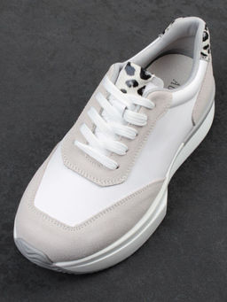03-YG497-1 WHITE/GREY Кроссовки женские (натуральная кожа)