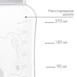 Бутылочка для кормления M&B, широкое горло, медленный поток, от 0 мес., 270 мл.