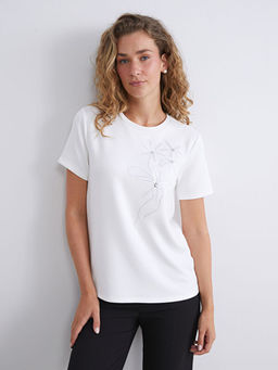 Bisiklet Yaka Nak??l? Kad?n Ti??rt