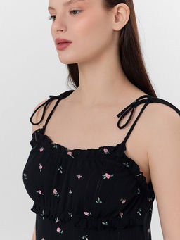 Сорочка ночная женская черная с цветочным принтом - Mark formelle фото 4