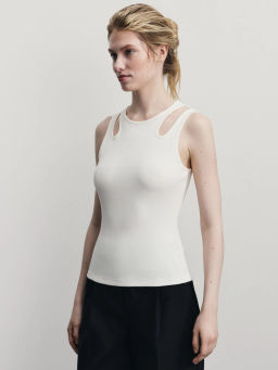 Майка трикотажная с вырезами / Zarina  фото 4