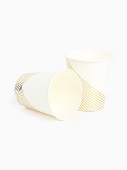 Посуда одноразовая бумажная на 12 персон, 24 предмета, бело-золотой цвет