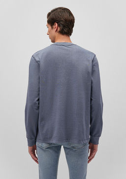 Uzun Kollu Mavi Tisort  фото 4