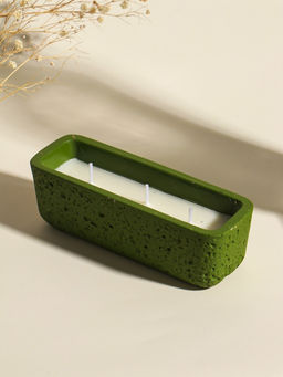 Свеча в вулканическом подсвечнике "Ящик" 3 хлопковых фитиля, зелёная 5,2х15х4,7 см