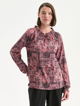 Ba?lamal? Yaka Desenli Bluz