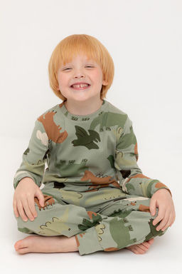Crockid _ К 1552/оливковый хаки,динопарк пижама дет