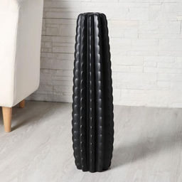 Ваза для цветов напольная «Кактус», 6×58 см, керамика, чёрная