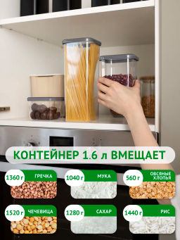 Банка 1,6л для сыпучих CUBBO SCANDI серый