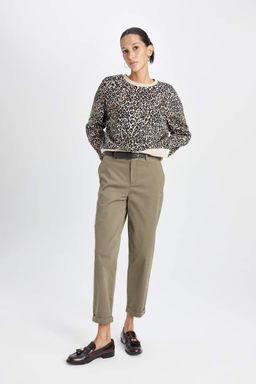 Габардиновые брюки с высокой талией и карманами-морковками - Defacto фото 3