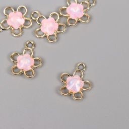 Цена за 5 шт. Декор для творчества металл «Цветок», золото, розовый, 1.8×1.5×0.5 см