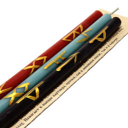 Свеча воск с рунами Защита семьи и благополучия от врагов 18см-1см уп 3шт - Miro фото 4