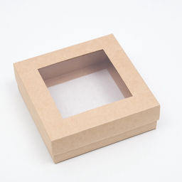 Цена за 5 шт. Коробка складная, крышка-дно, с окном, крафт, 15×15×5 см