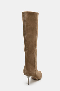 SPLIT SUEDE STILETTO HEEL BOOTS - Zara фото 19