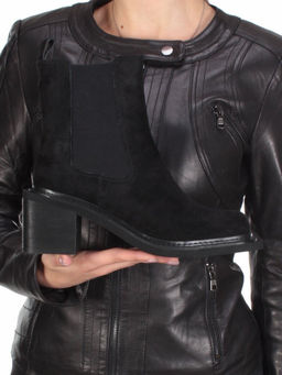 04-E21W-1B BLACK Ботинки зимние женские (натуральная замша, натуральный мех)