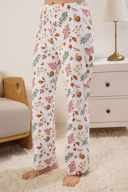 Trendyolmilla Pudra 100% Pamuklu Tropikal Desenli Orme Pijama Tak?m? THMSS25PT00399  фото 3