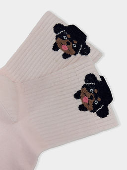 Цена за 5 пар! Носки женские розовые с рисунком в виде собачки - Mark formelle фото 4