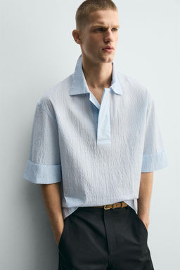 CAMISA POLO BOXY FIT TEXTURA / Celeste - Zara фото 6