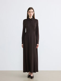 G?mlek Yaka Belden Oturtmal? Elbise