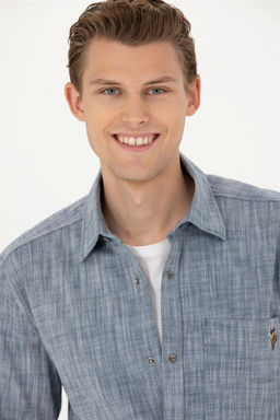 Мужская темно-синяя рубашка с длинным рукавом - U.s. polo assn фото 2