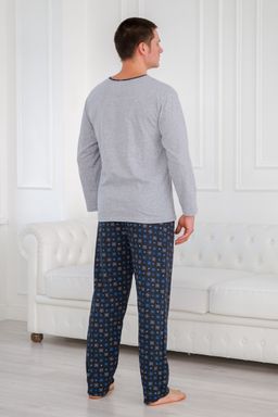 Пижама мужская из футболки с длинным рукавом и брюк из кулирки Генри антрацит макси - Амадэль фото 14