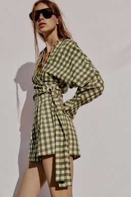 SHORTS CUADRO VICHY / Verde medio - Zara фото 4