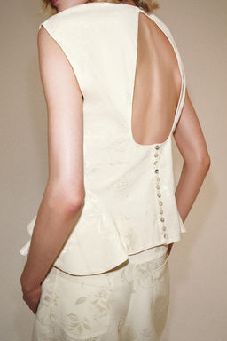 CAMISA PEPLUM JACQUARD ZW COLLECTION / Crudo / Beige - Zara фото 4