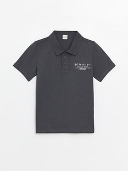 Polo Yaka Bask?l? K?sa Kollu Erkek ?ocuk Ti??rt