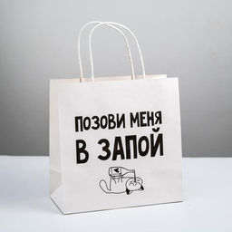 Пакет подарочный Позови меня, 22 22 11 см