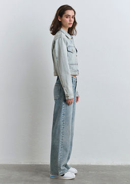 Risa All Blue Golgeli Buz Mavi Jean Ceket  фото 4