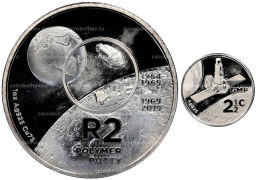 Набор из 2 монет 2019 года ЮАР Изобретения ЮАР  Полимерная замазка Pratleys Putty (в коробке)