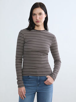 Bisiklet Yaka ?izgili Kad?n Body