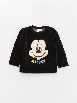 Bisiklet Yaka Uzun Kollu Mickey Mouse Nak??l? Kadife Erkek Bebek Pijama Tak?m? - Waikiki фото 2