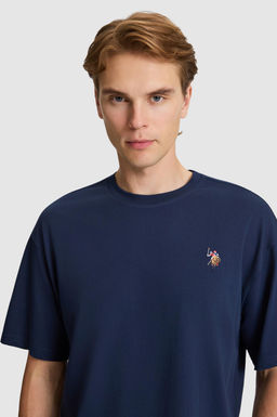 Erkek Lacivert Comfort Fit Bisiklet Yaka Basic Ti__rt