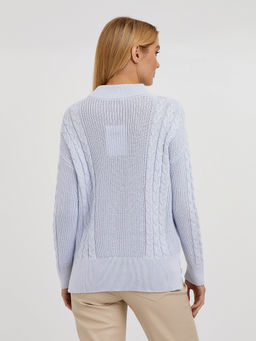 водолазка женская из хлопка с воротником стойкой и с объемным узором - Glenfield фото 6