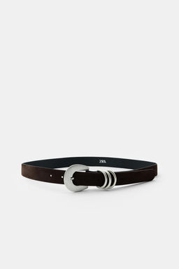 100% SUEDE LEATHER BELT WITH TRIPLE LOOP - Zara фото 2