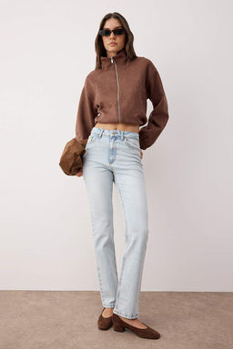 TRENDYOLMILLA Ac?k Mavi More Sustainable Yuksek Bel Flare Jeans TWOAW23JE00657