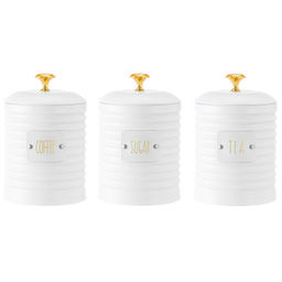 Набор 3 банок д/сыпучих продуктов 1 л 10,5*10,5*16 см "Tea, coffee, sugar" с крышк.с сил.упл.,белы