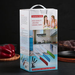 Набор кухонный на подставке «Изгиб», 5 предметов: 4 ножа, 7.5 см, 10 см, 13 см, 15 см, овощечистка, синий