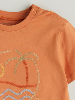 Bask?l? Erkek Bebek Ti??rt ve ?ort 2li