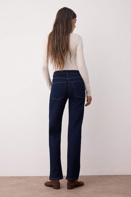 Koyu Mavi Normal Bel Duz Paca Orta Esnek Straight Jeans TWOAW26JE00085