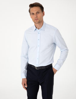 A__k Mavi Slim Fit Uzun Kollu G_mlek