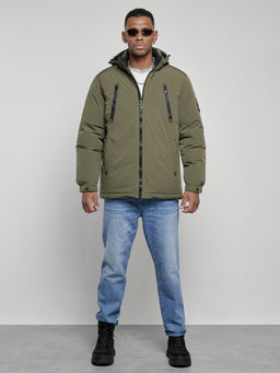 Куртка спортивная мужская зимняя с капюшоном цвета хаки 8360Kh - Wonderrman фото 2