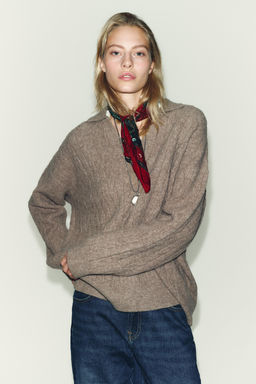 CABLE-KNIT POLO SWEATER - Zara фото 2