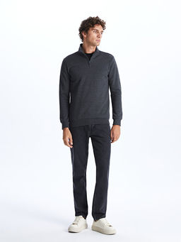 Dik Yaka Uzun Kollu Erkek Kal?n Sweatshirt